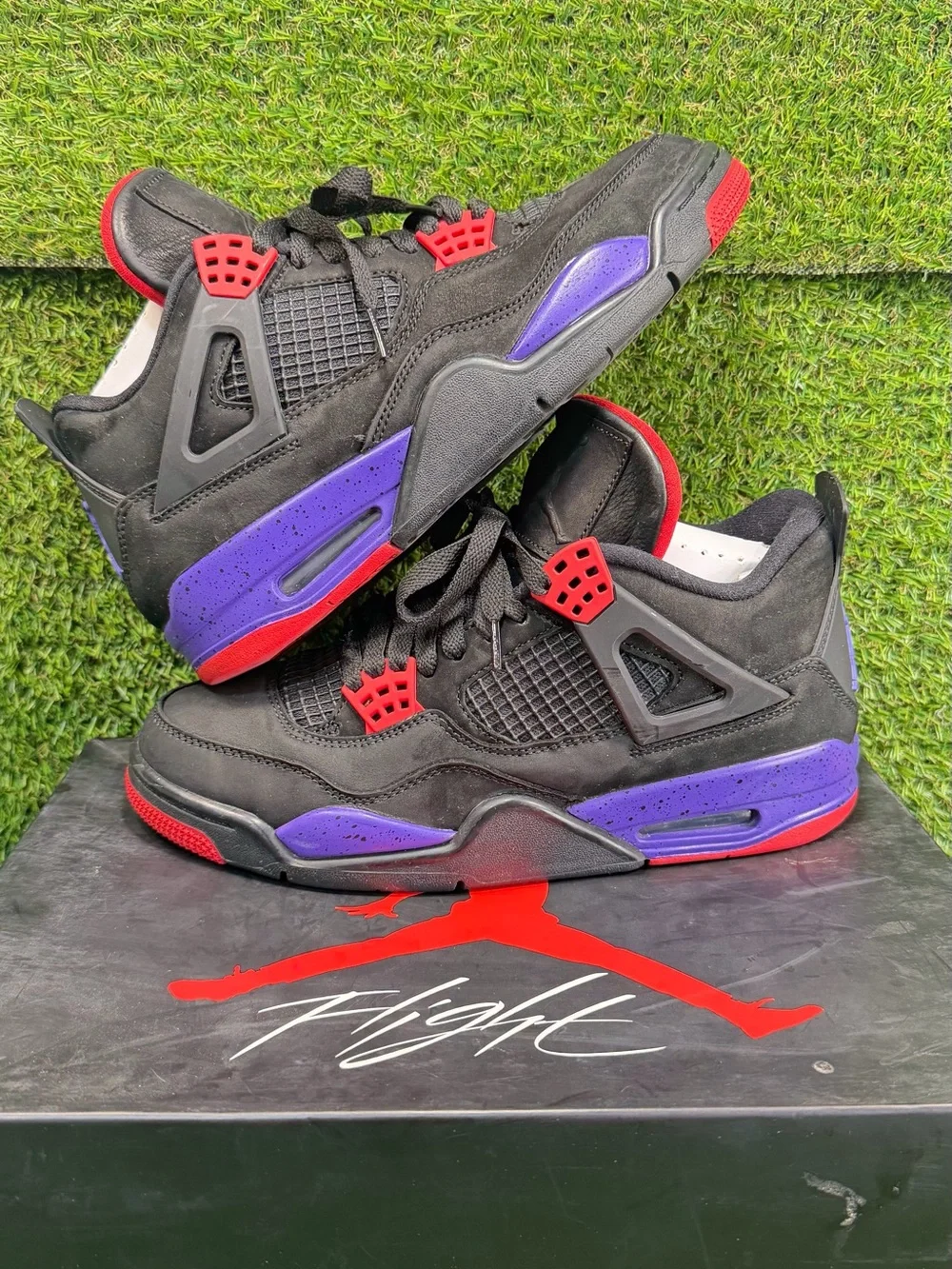 Air Jordan 4 Retro NRG Raptors 2018 Black Purple Red AQ3816-065 Size 8 With Box